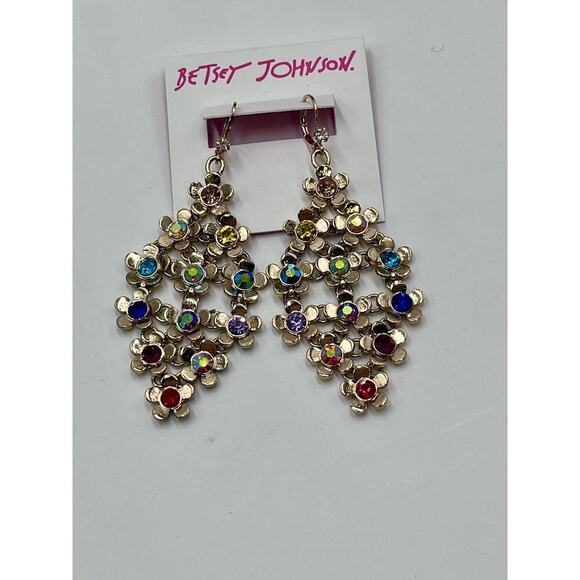 Betsey Johnson Gold Tone Love Fest
Flower & Crystal Chandelier Drop
Earrings New - Picture 6 of 11